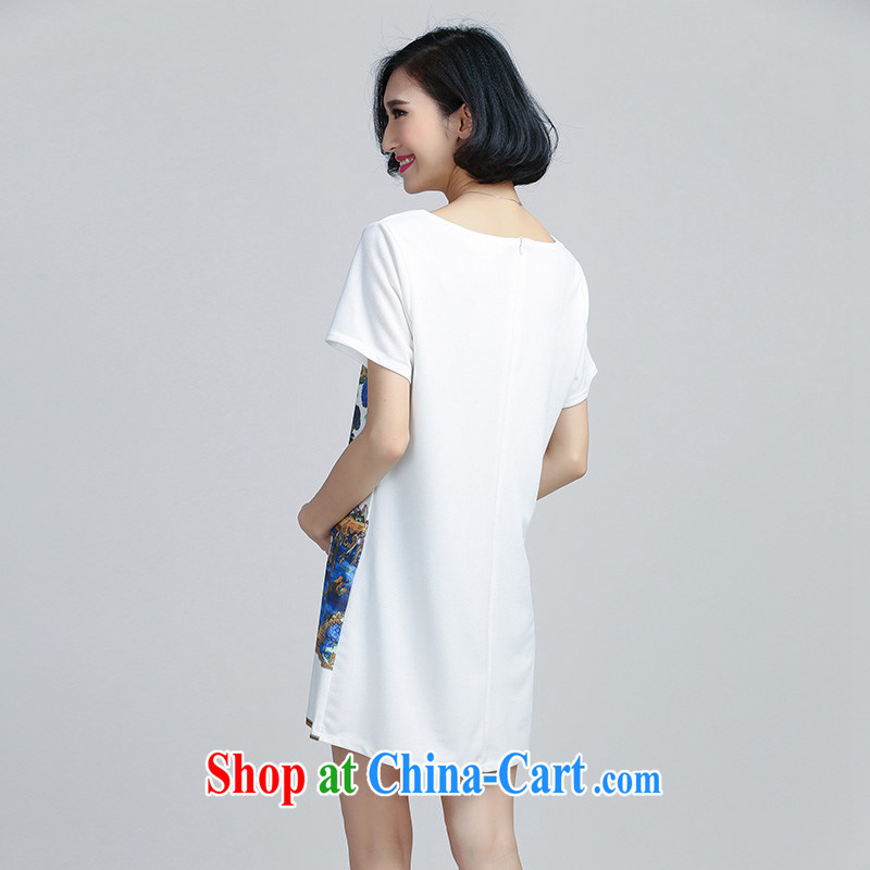 The 2015 Ms larger female summer graphics thin retro the FAT and FAT sister A Field skirt dresses W 069 white XXXL, Ms Anissa Wong, shopping on the Internet