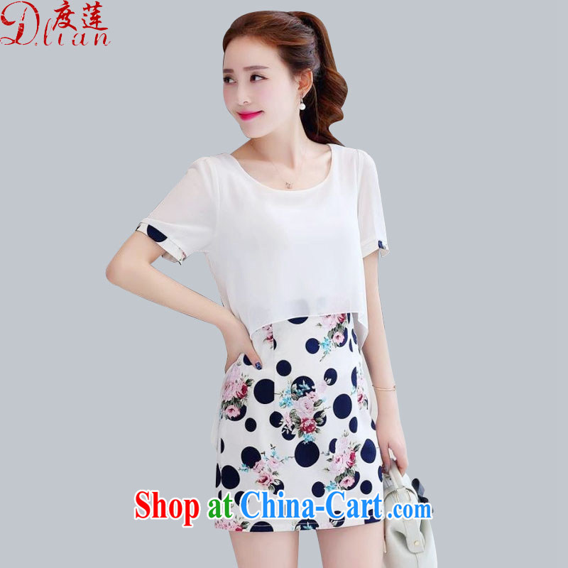 Degrees Lin 2015 summer new fresh style beauty dot the Stamp Duty Code female snow woven shirts girls dresses LYQ 5861 white XL