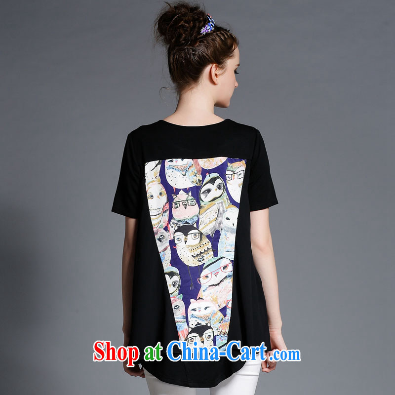The spray snow-woven shirts female short-sleeved Western big wind summer is the female owl stamp does not rule graphics thin girls T-shirt black owl 4 XL recommendations 163 - 175 jack, the bubbles, and shopping on the Internet