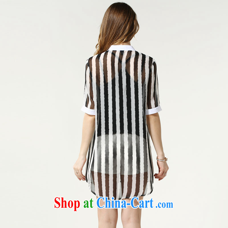 and the United States, would the Code women summer 2015 new thick mm video thin stripes woven snow in long T-shirts T-shirt two-piece N 3608 black XXXL, the US could (RIUMILVE), online shopping