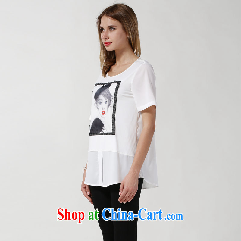 and the United States, would be the Code women mm thick graphics thin 2015 summer new, popular in Europe and America personalized stamp duty, long, snow-woven T T-shirt girls T-shirt 3618 white XXXL, the US could (RIUMILVE), online shopping