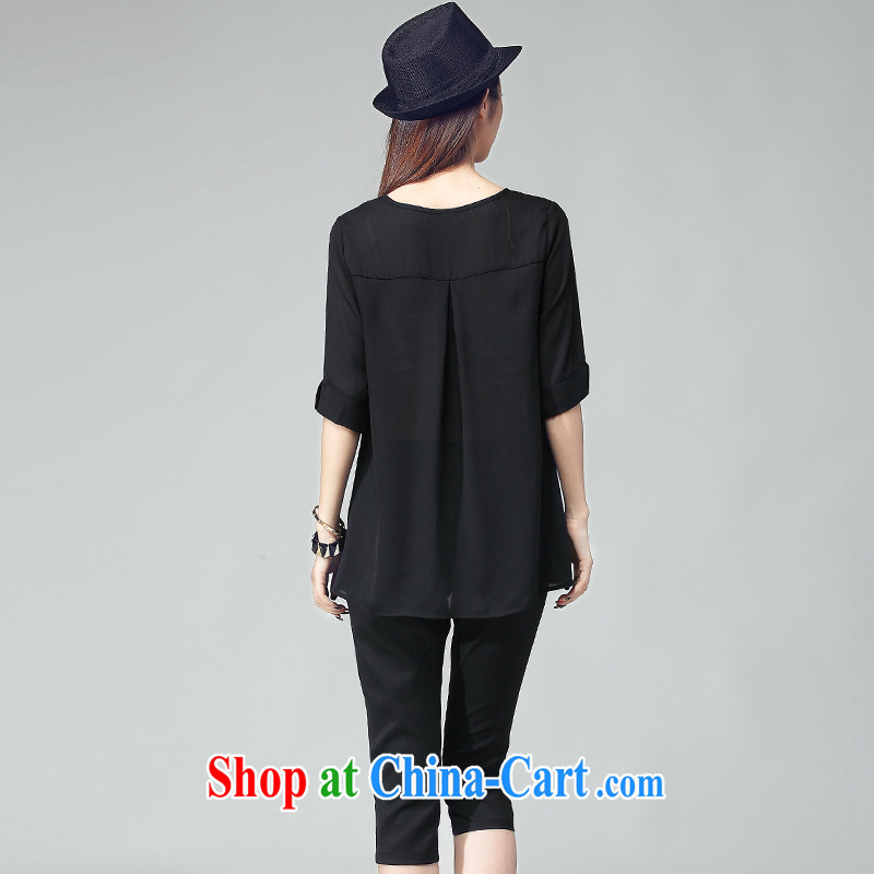 Elizabeth's Kosovo savoil larger women summer is the increased stamp duty and stylish snow woven shirts beauty package female trousers V 8005 black 4XL recommendations 160 - 175 jack, Elizabeth Kosovo (savoil), online shopping