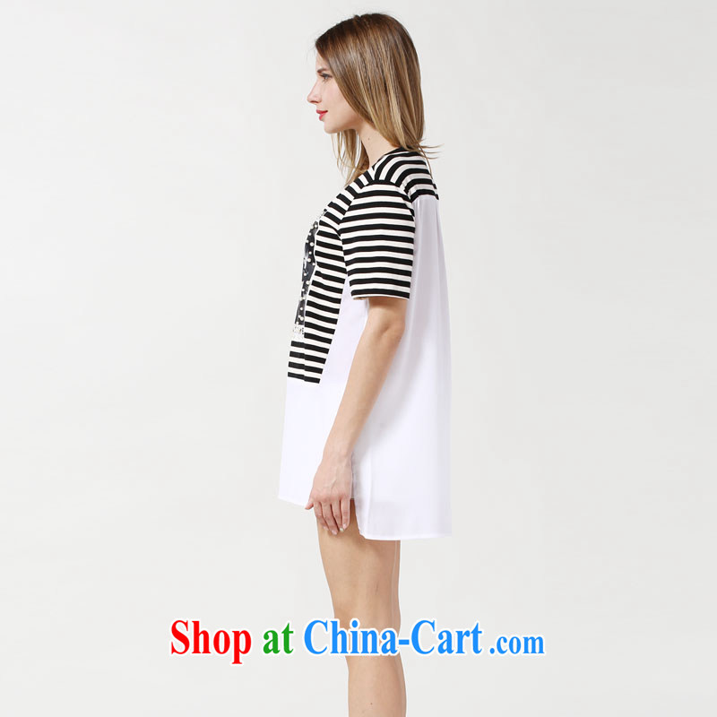 Ryan and the United States concluded the 2015 is indeed increasing, female summer new thick mm video thin stylish staples in Pearl River Delta Region, long black-and-white striped shirt T girls T-shirt 3613 black-and-white stripes 3 XL, American Girl (RIUMILVE), and, on-line shopping