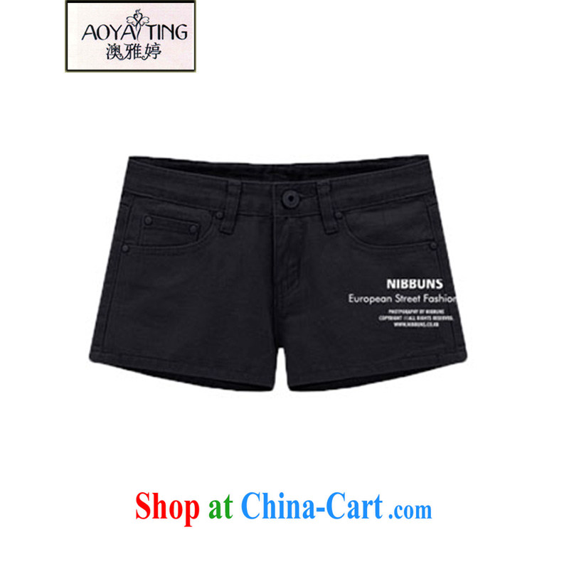 o Ya-ting 2015 summer new and indeed XL female thick mm video thin jeans candy colored shorts hot pants female black 5 XL recommends that you 175 - 200 jack