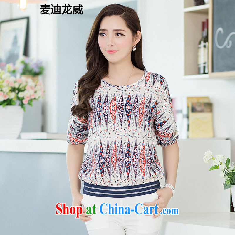 Increase the ventricular hypertrophy, female spring and summer load 200 Jack fat, female video thin, BAT sleeves short-sleeved snow woven shirts thick mm short-sleeve T-shirt blue 3XL, Yeon-joo, and shopping on the Internet
