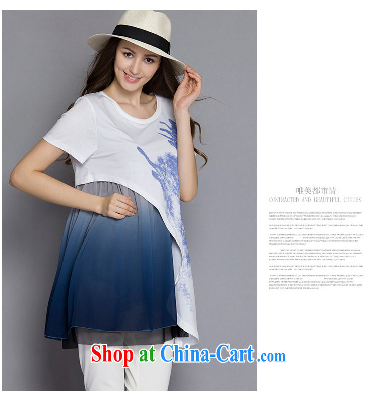 Connie's dream in Europe and America, the female summer 2015 new thick mm stylish stitching short-sleeved loose snow woven dresses J 218 - 1 white XXXXXL pictures, price, brand platters! Elections are good character, the national distribution, so why buy now enjoy more preferential! Health