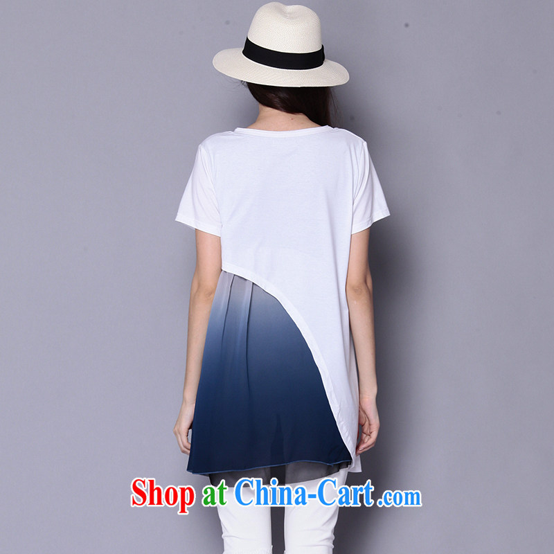 Connie's dream in Europe and America, the female summer 2015 new thick mm stylish stitching short-sleeve loose snow woven dresses J 218 - 1 white XXXXXL, Connie dreams, shopping on the Internet