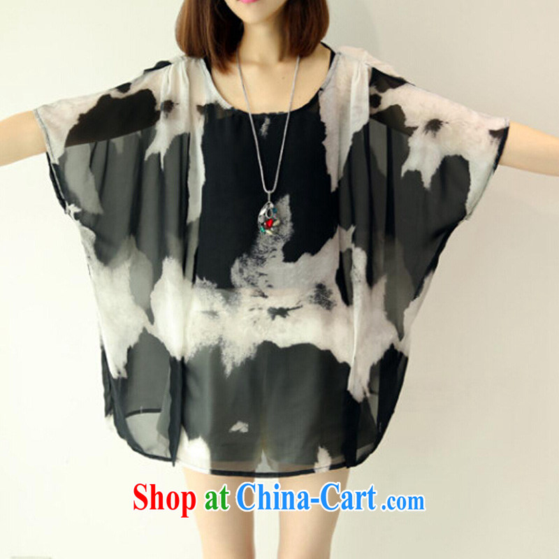 Snow Storm, 2015 new water and ink shield T-shirt Extra Large, snow-woven shirts female bats in Europe and T-shirt, loose T pension A 5213 Picture Color Code, the snow boat Yee (XUEZHOUQI), online shopping