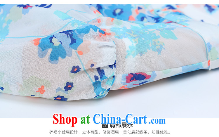 Slim LI Sau 2015 summer new, larger female stylish stamp flouncing elastic waistband with 7 cuff dress (with straps) Q 7760 blue 5 XL pictures, price, brand platters! Elections are good character, the national distribution, so why buy now enjoy more preferential! Health
