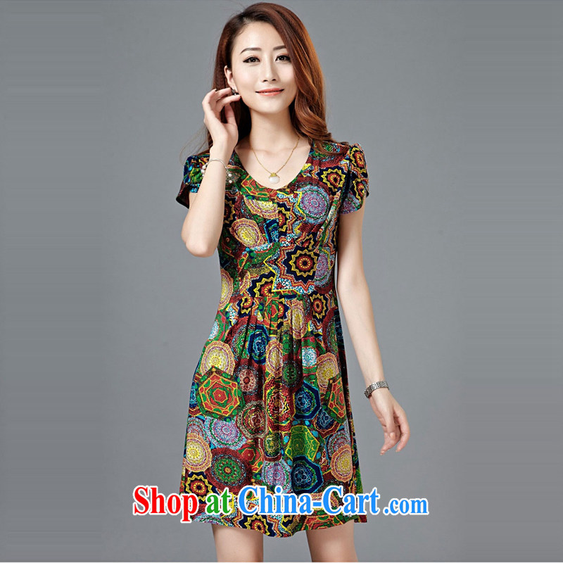 Song Meng Yin Yue XL New Beauty video thin, long, large, silk snow woven dresses short-sleeved middle-aged retro fitted Z 0105 tea-colored L 9105 - 120 jack, Song had Yin Yue, shopping on the Internet