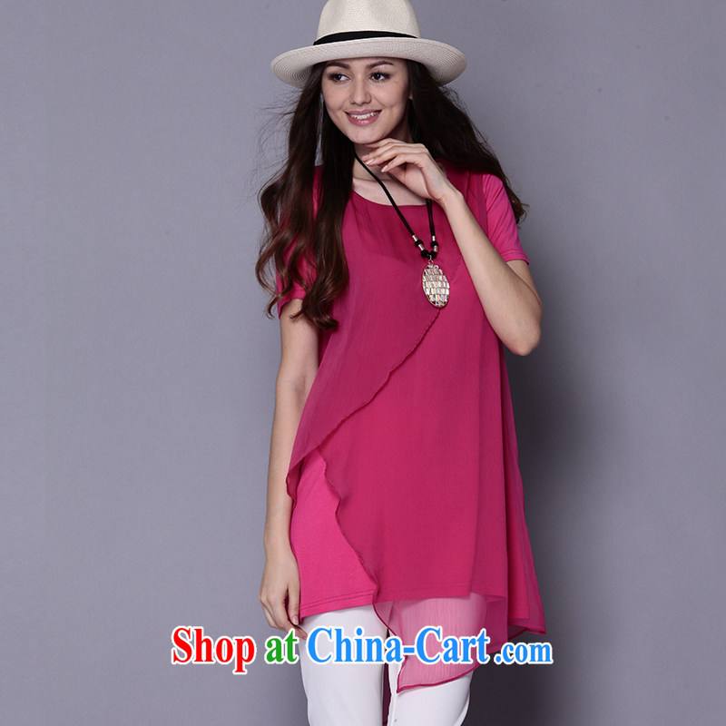Connie's dream in Europe and indeed the XL female summer 2015 new thick mm elegant beauty graphics thin short-sleeved dresses J 5013 the red XXXXL, Anne's dream, and shopping on the Internet