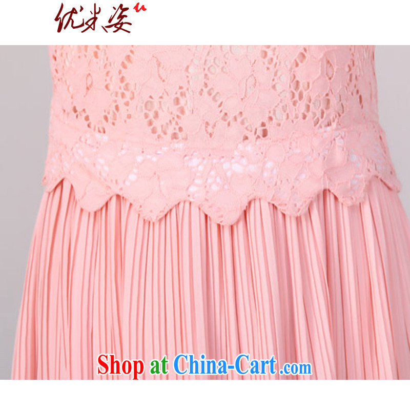 Optimize m Beauty package mail delivery and high fashion ladies dress 2015 summer lace short-sleeved video thin ice woven skirt and elegant 100 hem commuter solid color pink 1XL 115 - 135 jack, optimize M (Umizi), and, on-line shopping