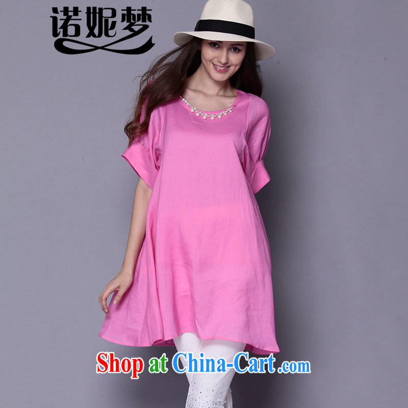 Connie's dream in Europe and indeed the XL female summer 2015 new thick mm short-sleeved cotton Ma dress pure color beauty graphics thin A field skirt J 1096 the red XXXXXL