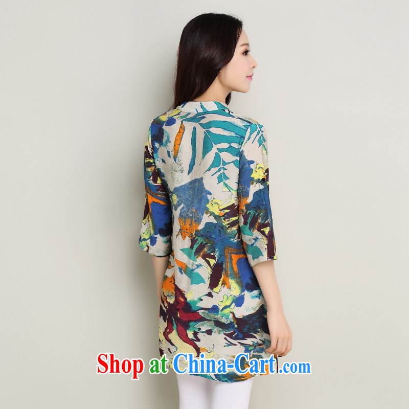 Standing wave following the Code women summer 2015 New floral cotton in Yau Ma Tei for stamp duty, loose T-shirt, shirt orange XXL, tide and diverse audiences (CHAOZIYUN), online shopping