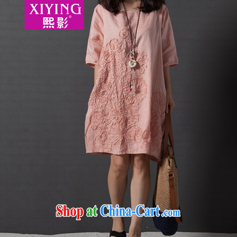 Mr Chau Tak-hay (summer 2015 new dress code the female arts, small fresh loose embroidered short sleeves cotton Ma 8145 dark blue XXL, Hee (XIYING), and, on-line shopping