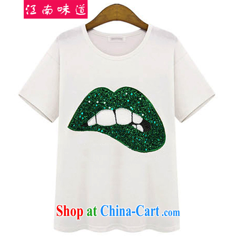 taste in Gangnam and indeed increase, female summer on Europe, female video thin, thick sister leisure loose cotton short-sleeve T-shirt 227 white red mouth XL 4 165 recommendations about Jack, Gangnam-gu, taste, and shopping on the Internet