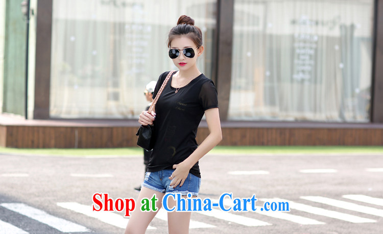 Van city, the fat King, female fat mm summer thick sister summer 2015 new short-sleeved T-shirt Han version web yarn solid T-shirt package mail black 4XL pictures, price, brand platters! Elections are good character, the national distribution, so why buy now enjoy more preferential! Health