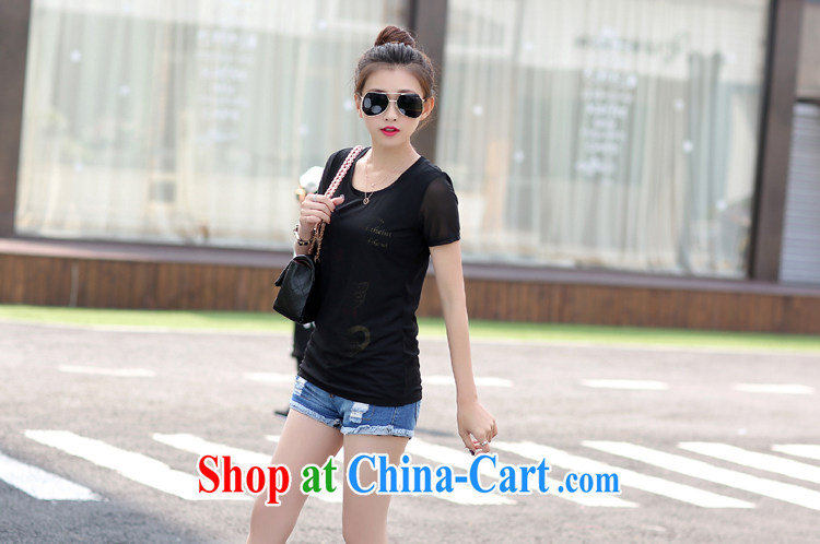 Van city, the fat King, female fat mm summer thick sister summer 2015 new short-sleeved T-shirt Han version web yarn solid T-shirt package mail black 4XL pictures, price, brand platters! Elections are good character, the national distribution, so why buy now enjoy more preferential! Health