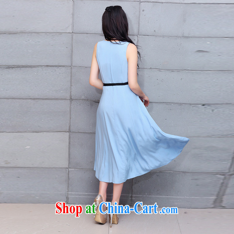 The Ju-yi, the Code women's clothing dresses 2015 summer new thick sister Bohemia, snow-woven skirts dresses YJ possession 168 cyan XXXL, Yu Yee Nga, shopping on the Internet