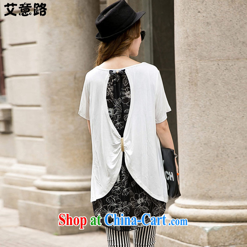 aids to the Korean version of the new, summer King, women mm thick, long, snow-woven shirts Stitched Cotton short-sleeved loose T pension 6825 large white code XXL, the intended route, shopping on the Internet