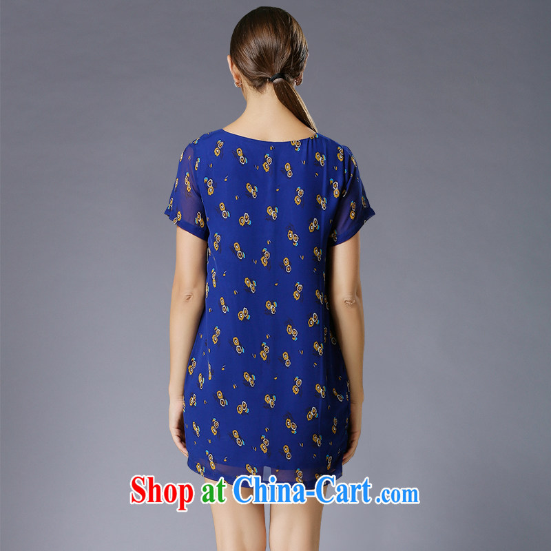 Connie's dream in Europe and America, the female summer 2015 new, mm thick aura stamp duty cultivating short-sleeved snow woven dresses Y 3387 blue XXXXL, Connie dreams, online shopping