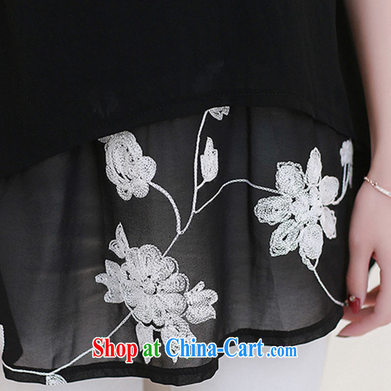 The Adelaide city 2015 summer new short-sleeved clothes snow woven shirts thick MM larger women dress 5300 black XXXXL, Tony Blair (NuoLaiZi), and shopping on the Internet