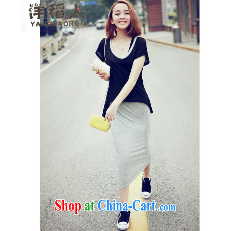 foreign rice, 2015 pregnant women dress, breast-feeding in Europe and America as well as the code dress _6061 Black + Gray L