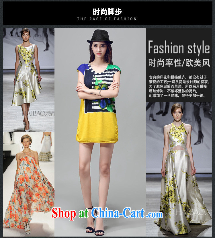 Morning would be 2015 summer new Korea and indeed increase, female fat sister loose video thin round-collar short-sleeve features collision Color Registration stamp dresses yellow 2XL pictures, price, brand platters! Elections are good character, the national distribution, so why buy now enjoy more preferential! Health