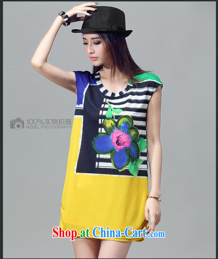 Morning would be 2015 summer new Korea and indeed increase, female fat sister loose video thin round-collar short-sleeve features collision Color Registration stamp dresses yellow 2XL pictures, price, brand platters! Elections are good character, the national distribution, so why buy now enjoy more preferential! Health