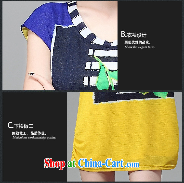 Morning would be 2015 summer new Korea and indeed increase, female fat sister loose video thin round-collar short-sleeve features collision Color Registration stamp dresses yellow 2XL pictures, price, brand platters! Elections are good character, the national distribution, so why buy now enjoy more preferential! Health