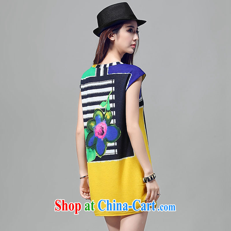 Morning would be 2015 summer new Korean version is indeed the XL girls with thick sister loose video thin round-collar short-sleeve features rammed into color the Stamp Duty dress yellow 2XL, morning, and, shopping on the Internet