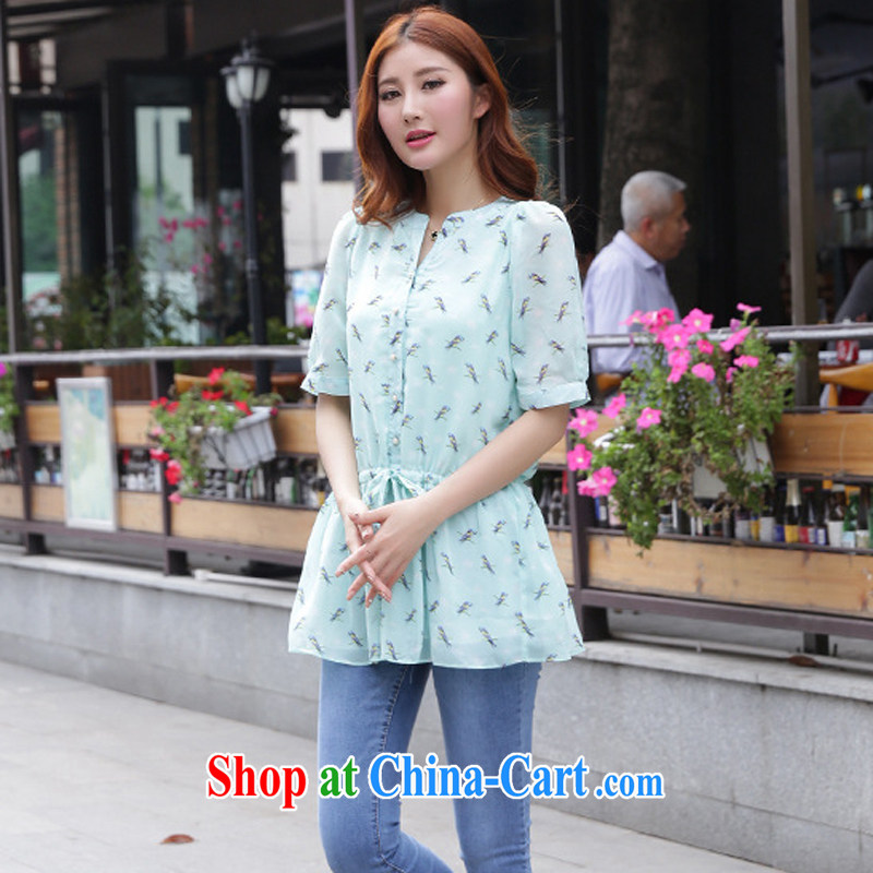 The Code women mm thick summer new stamp snow woven T-shirt T-shirt shirt summer thick sister mom with boutique - YY 119,500 royal blue 4 XL codes, Ying Ying, water, and, shopping on the Internet