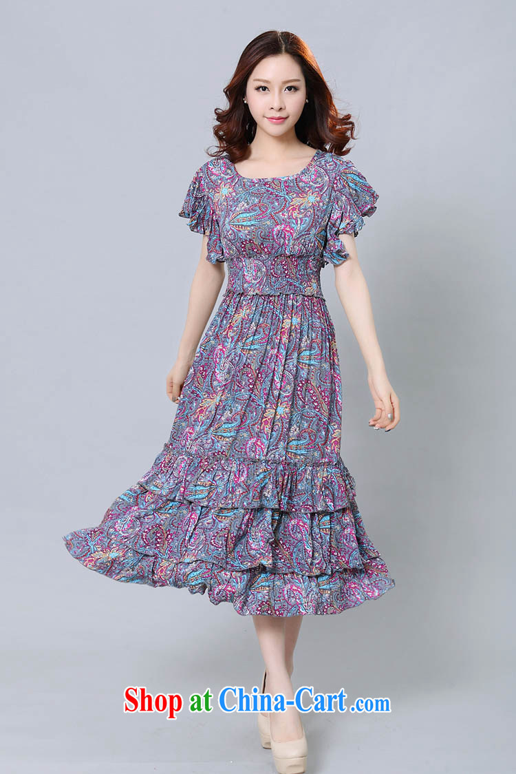 Loved summer New, and indeed increase, women mm thick Korean floral short-sleeved beauty beach dress 3358 purple 4 XL pictures, price, brand platters! Elections are good character, the national distribution, so why buy now enjoy more preferential! Health