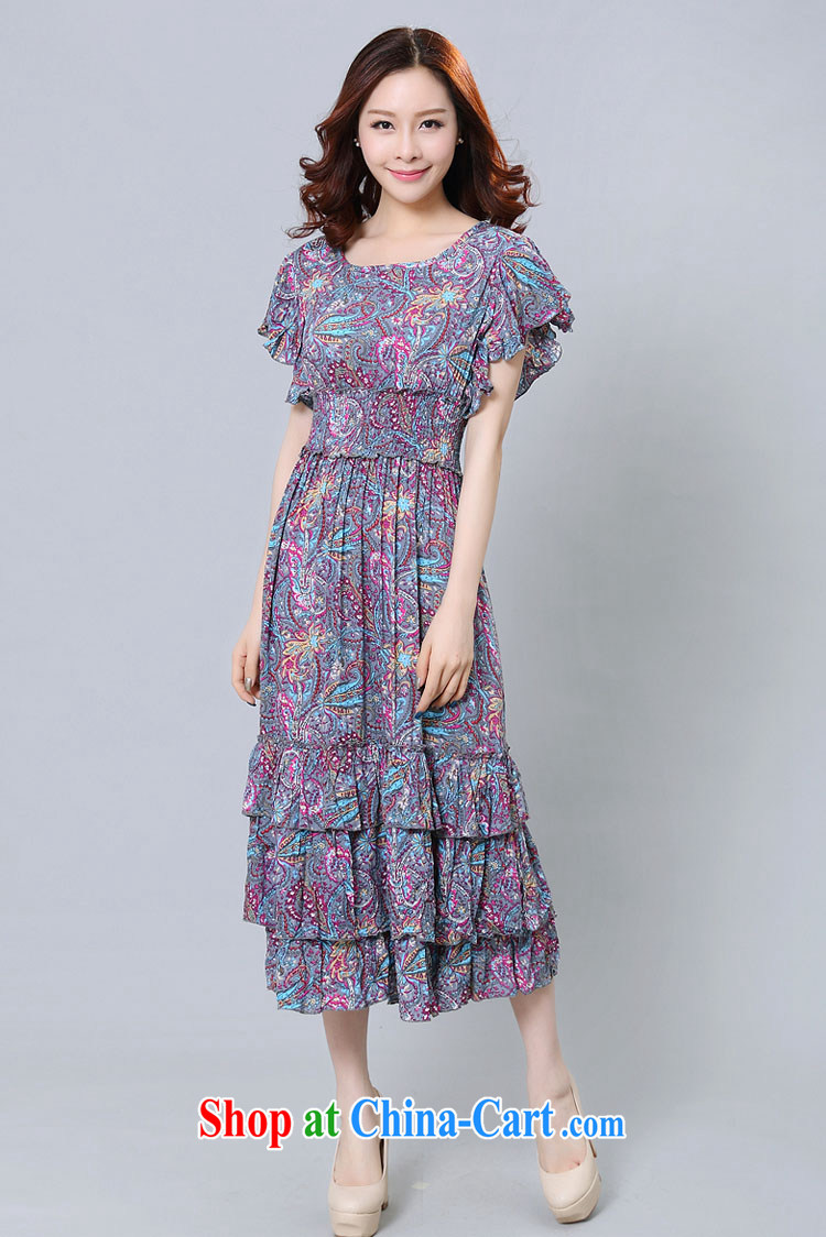 Loved summer New, and indeed increase, women mm thick Korean floral short-sleeved beauty beach dress 3358 purple 4 XL pictures, price, brand platters! Elections are good character, the national distribution, so why buy now enjoy more preferential! Health