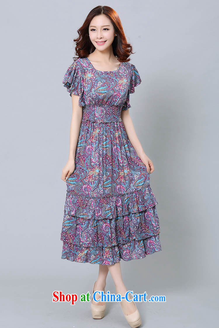 Loved summer New, and indeed increase, women mm thick Korean floral short-sleeved beauty beach dress 3358 purple 4 XL pictures, price, brand platters! Elections are good character, the national distribution, so why buy now enjoy more preferential! Health