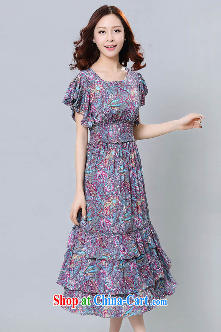 Loved summer New, and indeed increase, women mm thick Korean floral short-sleeved beauty beach dress 3358 purple 4 XL pictures, price, brand platters! Elections are good character, the national distribution, so why buy now enjoy more preferential! Health