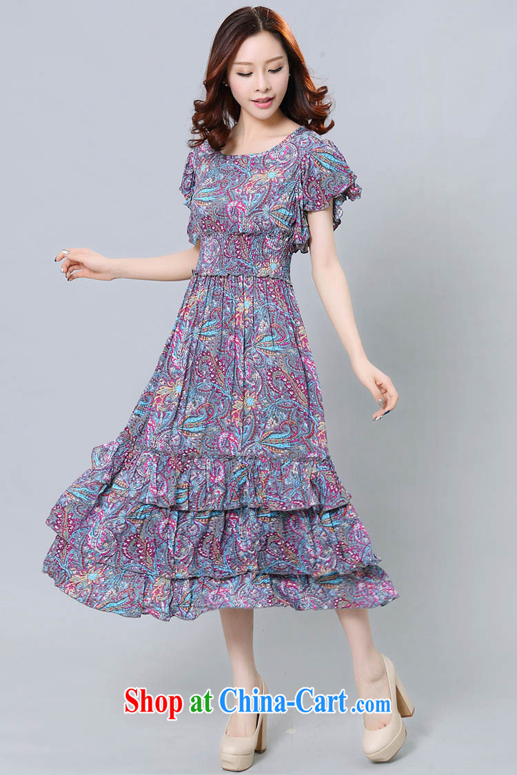 Loved summer New, and indeed increase, women mm thick Korean floral short-sleeved beauty beach dress 3358 purple 4 XL pictures, price, brand platters! Elections are good character, the national distribution, so why buy now enjoy more preferential! Health