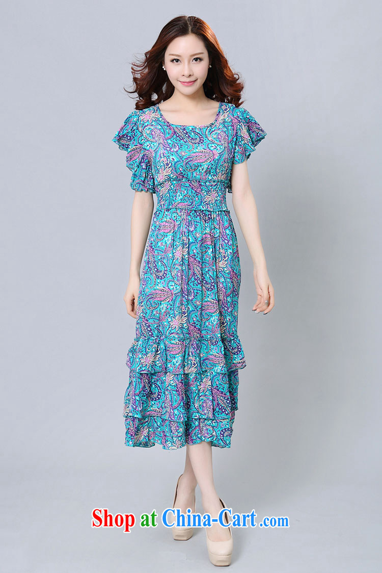 Loved summer New, and indeed increase, women mm thick Korean floral short-sleeved beauty beach dress 3358 purple 4 XL pictures, price, brand platters! Elections are good character, the national distribution, so why buy now enjoy more preferential! Health