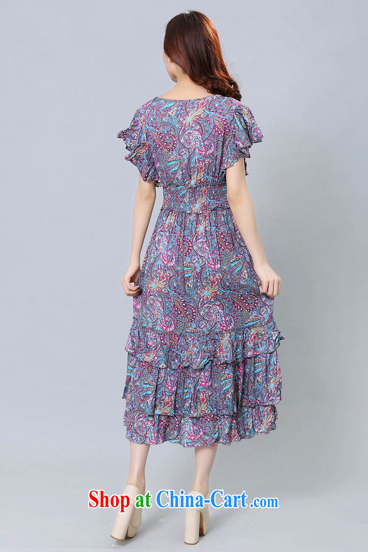 Loved summer New, and indeed increase, women mm thick Korean floral short-sleeved beauty beach dress 3358 purple 4 XL pictures, price, brand platters! Elections are good character, the national distribution, so why buy now enjoy more preferential! Health