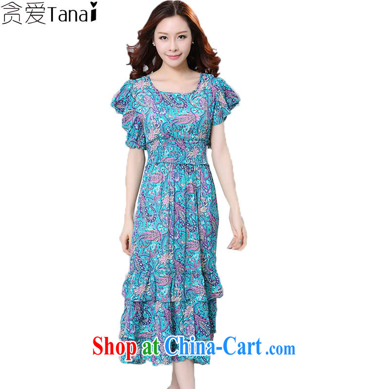 Loved new summer, indeed the XL women mm thick Korean floral short-sleeved beauty beach dress 3358 purple 4 XL, loved (Tanai), online shopping