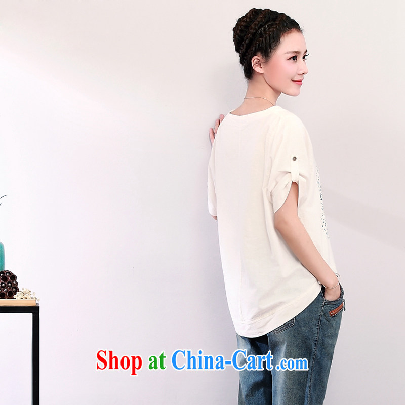 The DKchenpin code loose short-sleeved T-shirt blouses summer Korean solid T-shirt cotton the stamp T-shirt black-and-white 3XL, DKCHENPiN, shopping on the Internet