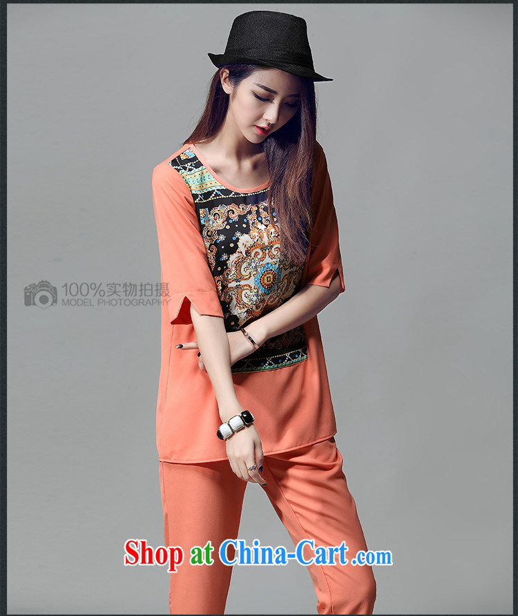 Szili and Macedonia is indeed increasing, female 2015 mm thick summer new stylish lounge personalized stamp style snow woven short sleeve with thick sister relaxed 7 pants Kit orange XXXXL pictures, price, brand platters! Elections are good character, the national distribution, so why buy now enjoy more preferential! Health
