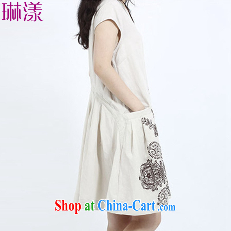 Lin chestnut dress summer 2015 new Korean version the code dress casual stamp loose a field dress graphics thin cotton the stylish dresses picture color L, Lin Seminyak (L, young), online shopping