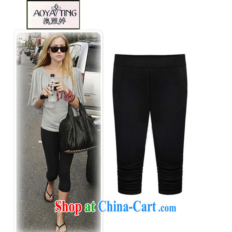 o Ya-ting 2015 New, and indeed increase, female summer thick girls with graphics thin elasticated waist 7 pants female black pants 5 XL recommends that you 175 - 200 jack