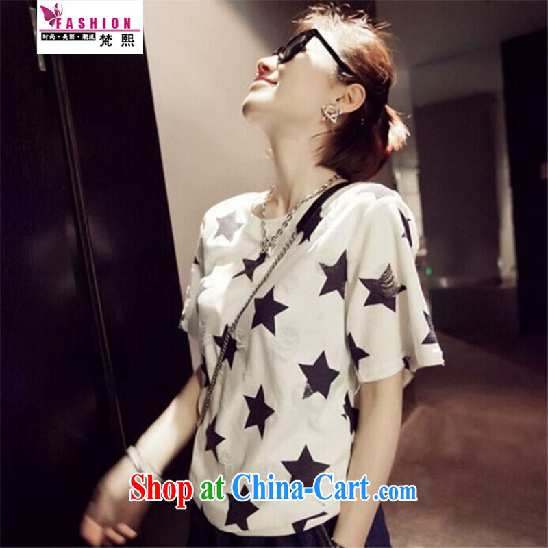 Van Gogh-hee 2015 new Summer in Europe and America, the female thick mm summer and indeed increase 200 Jack thick sister graphics thin holes double cotton Ma T pension larger female white XXL 125-150, Van Gogh-hee, shopping on the Internet
