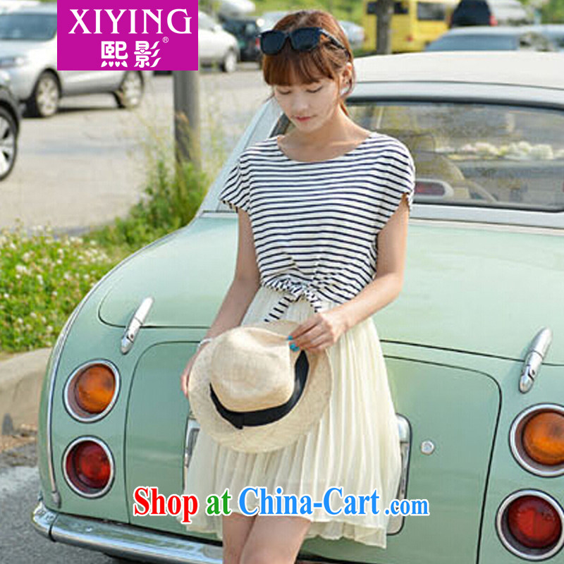 Mr Chau Tak-hay (summer 2015 on a new, and indeed increase, female fat mm summer stripes short-sleeved Western two piece set with snow-woven dresses black streaks + black skirt XXXXXL, Hee (XIYING), shopping on the Internet