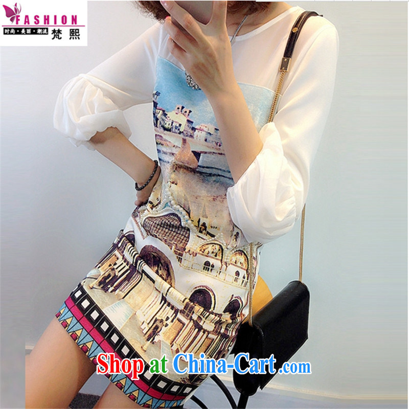 Mr Chau Tak-hay Van Gogh 2015 new summer is the XL female 200 Jack mm thick Summer Snow woven graphics thin even T shirts skirts thick sister in long dresses black XXXXL 175-200, Van Gogh-hee, shopping on the Internet