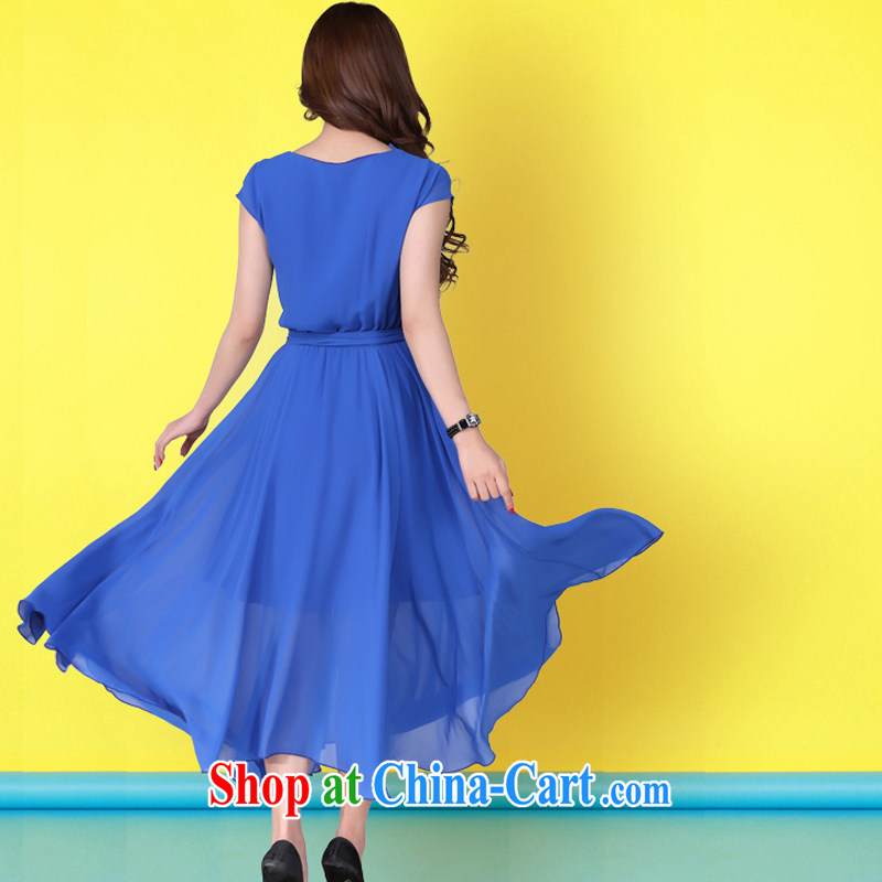 The Taliban, the Code's 2015 summer new thick sister graphics thin Korean large long skirt bohemian dresses and indeed intensify beach skirt, belt blue 4 XL 160 jack - 180 jack, the Lai, shopping on the Internet