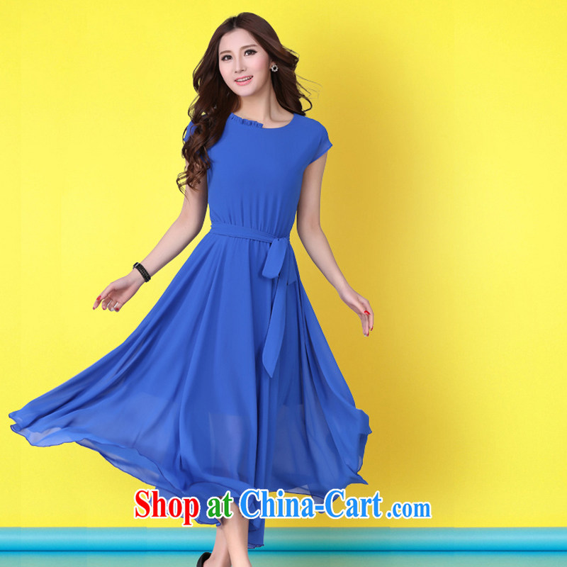 The Taliban, the Code's 2015 summer new thick sister graphics thin Korean large long skirt bohemian dresses and indeed intensify beach skirt, belt blue 4 XL 160 jack - 180 jack, the Lai, shopping on the Internet
