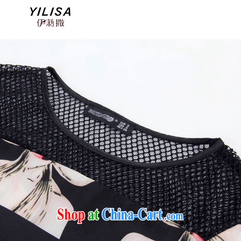 The YILISA code female summer new thick mm summer figures dyeing lace stitching relaxed casual graphics thin, sleeved T-shirts shorts package K 877 Map Color 4 XL recommendations 160 - 175 jack, she sub-Saharan (YILISA), online shopping